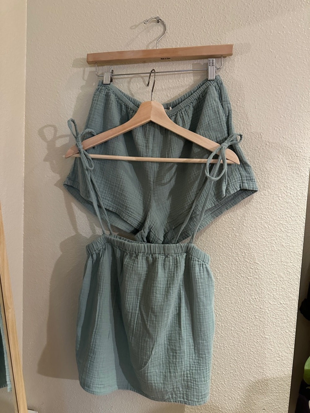 Madewell Lightspun Tie-Strap Pajama set Tank & Bottoms Frosted Sage size S/XS